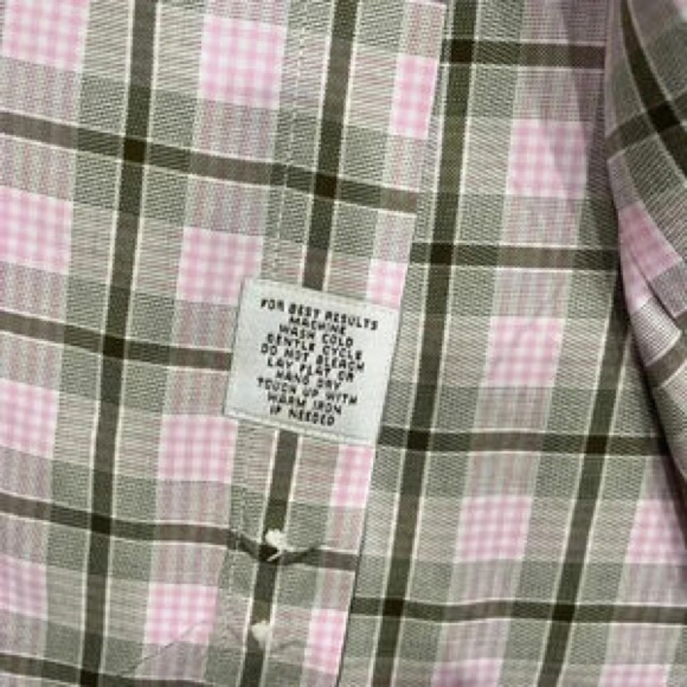 Men's Long-Sleeve Plaid Button-Up Shirt - Green/White - Picture 5 of 6